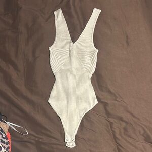 Abercrombie & Fitch Cream Ribbed One Piece